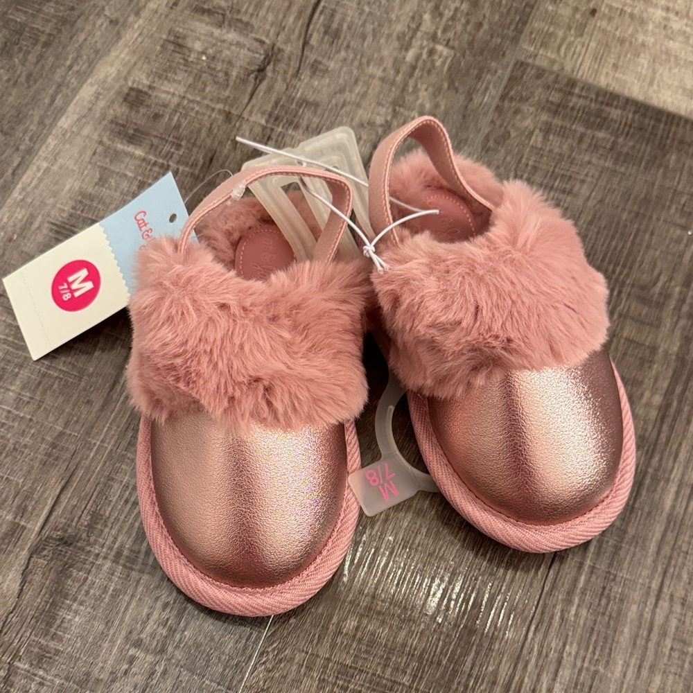 Cat & Jack Plush Pink Slippers